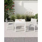 COZONY Ensemble de 4 chaises de salle à manger d'extérieur, chaises de terrasse résistantes aux intempéries avec accoudoirs, cadre en métal pour pelouse, terrasse, balcon et bord de piscine
