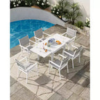 COZONY Ensemble de 4 chaises de salle à manger d'extérieur, chaises de terrasse résistantes aux intempéries avec accoudoirs, cadre en métal pour pelouse, terrasse, balcon et bord de piscine