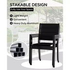 COZONY Ensemble de 4 chaises de salle à manger d'extérieur, chaises de terrasse résistantes aux intempéries avec accoudoirs, cadre en métal pour pelouse, terrasse, balcon et bord de piscine