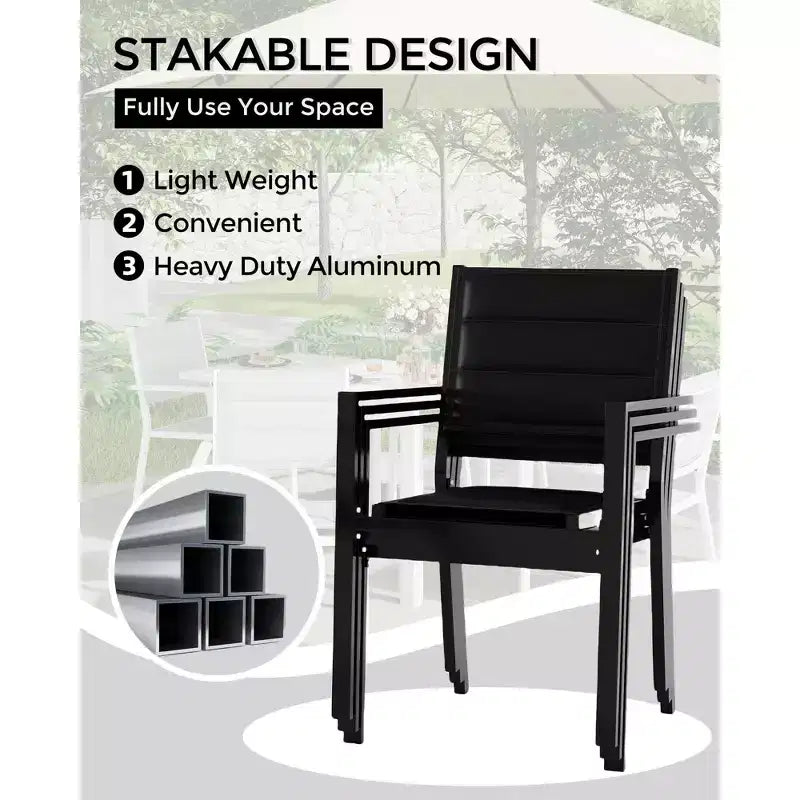 COZONY Ensemble de 4 chaises de salle à manger d'extérieur, chaises de terrasse résistantes aux intempéries avec accoudoirs, cadre en métal pour pelouse, terrasse, balcon et bord de piscine