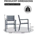 COZONY Ensemble de 4 chaises de salle à manger d'extérieur, chaises de terrasse résistantes aux intempéries avec accoudoirs, cadre en métal pour pelouse, terrasse, balcon et bord de piscine