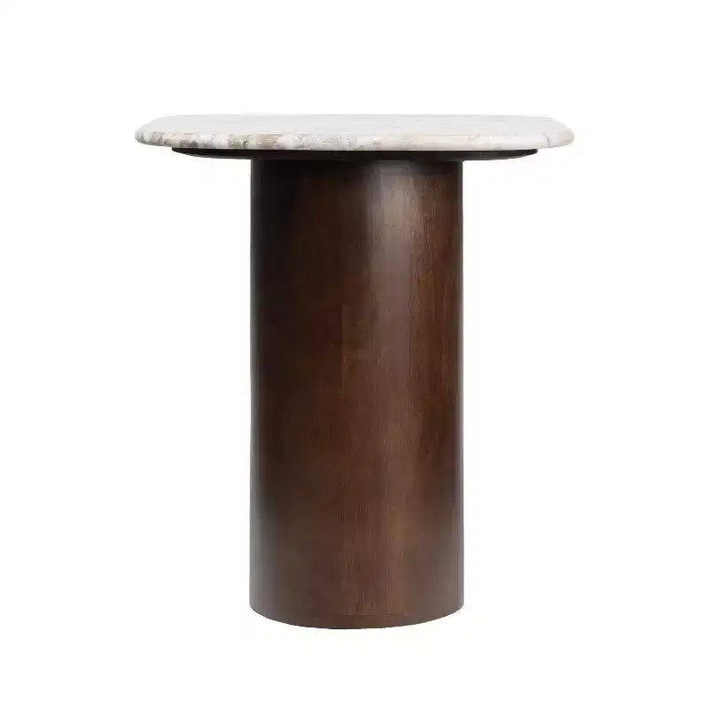 JONATHAN Y Milos 18 Table d'appoint carrée rustique minimaliste en marbre et bois