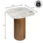 JONATHAN Y Milos 18 Table d'appoint carrée rustique minimaliste en marbre et bois
