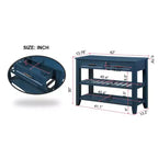 Hostack Table console buffet de 106,7 cm avec 2 tiroirs de rangement et 2 étagères pour salon et salle à manger, bleu marine