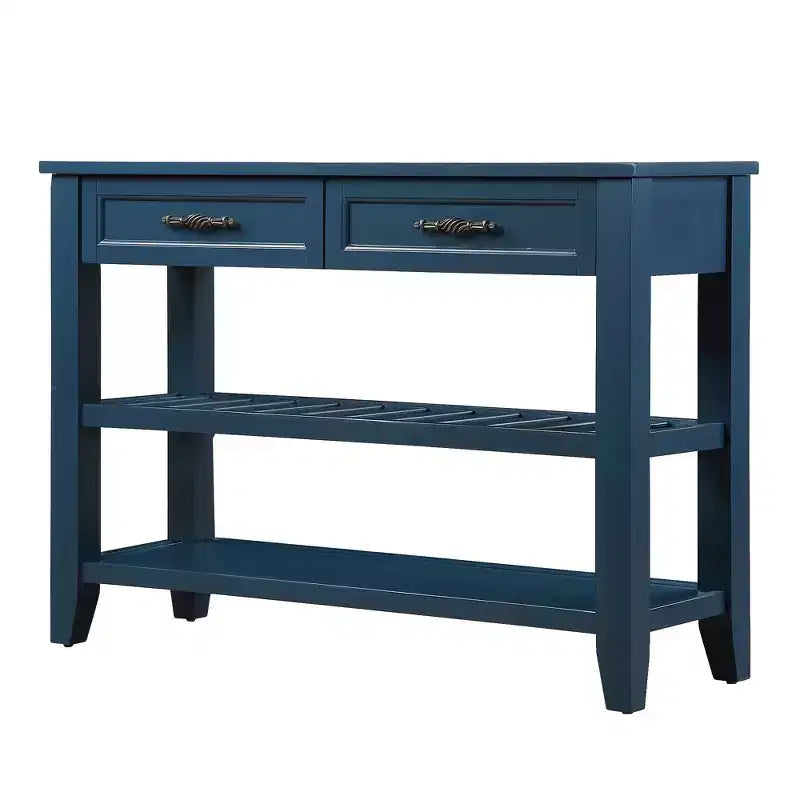 Hostack Table console buffet de 106,7 cm avec 2 tiroirs de rangement et 2 étagères pour salon et salle à manger, bleu marine