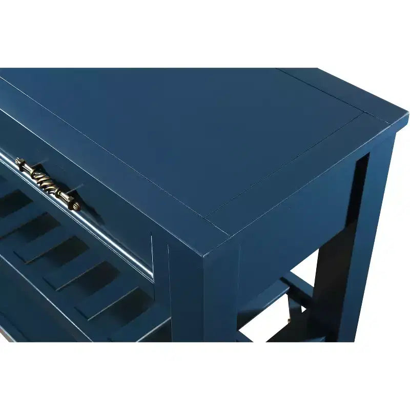 Hostack Table console buffet de 106,7 cm avec 2 tiroirs de rangement et 2 étagères pour salon et salle à manger, bleu marine