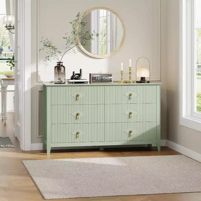 Acekool 54 Commode 6 Tiroirs Cannelés, Commode de Rangement Moderne, pour Placard ou Couloir