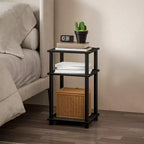 HOMLUX Lot de 2 tables d'appoint à 3 niveaux, table de chevet avec étagère de rangement