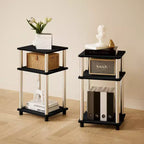 HOMLUX Lot de 2 tables d'appoint à 3 niveaux, table de chevet avec étagère de rangement