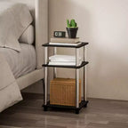 HOMLUX Lot de 2 tables d'appoint à 3 niveaux, table de chevet avec étagère de rangement