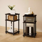 HOMLUX Lot de 2 tables d'appoint à 3 niveaux, table de chevet avec étagère de rangement