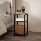 HOMLUX Lot de 2 tables d'appoint à 3 niveaux, table de chevet avec étagère de rangement