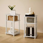 HOMLUX Lot de 2 tables d'appoint à 3 niveaux, table de chevet avec étagère de rangement