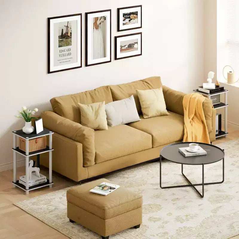 HOMLUX Lot de 2 tables d'appoint à 3 niveaux, table de chevet avec étagère de rangement