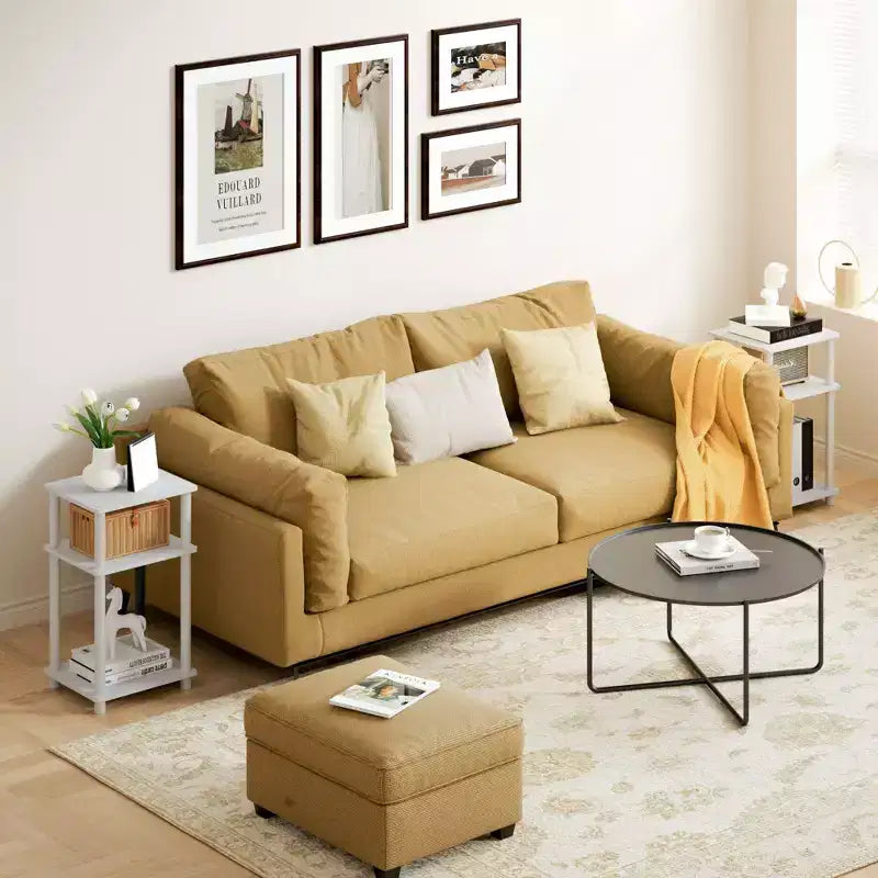 HOMLUX Lot de 2 tables d'appoint à 3 niveaux, table de chevet avec étagère de rangement