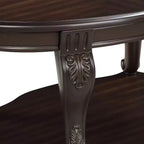 Table d'appoint ronde bicolore Hostack 22'', Table d'appoint de canapé en bois massif avec étagère pour salon, Espresso