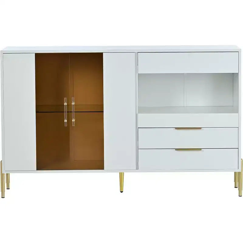 Armoire de rangement moderne avec portes en acrylique, étagères réglables pour cuisine, salle à manger, salon, couloir, bureau à domicile, organiseur spacieux