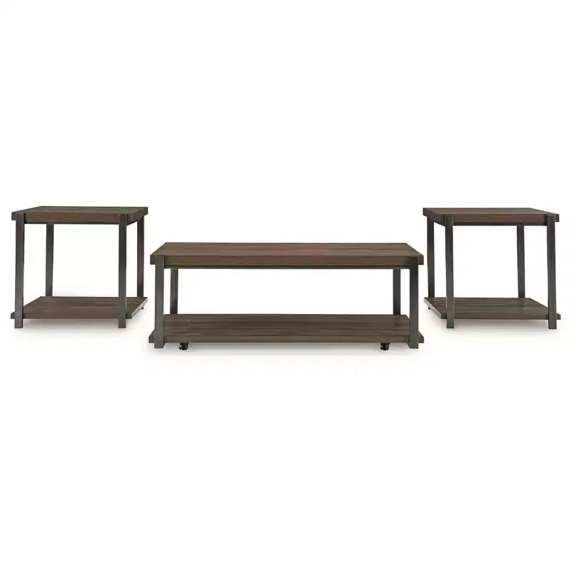 Signature Design by Ashley Trindwick – Ensemble de 3 tables basses avec tables d'appoint – Fini marron/gris acier