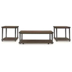 Signature Design by Ashley Trindwick – Ensemble de 3 tables basses avec tables d'appoint – Fini marron/gris acier