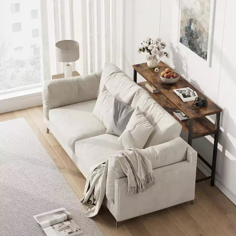 Console de 39 po, table de canapé étroite à 2 niveaux, table derrière le canapé avec étagère réglable, console de salon, couloir, entrée