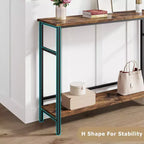 Console de 39 po, table de canapé étroite à 2 niveaux, table derrière le canapé avec étagère réglable, console de salon, couloir, entrée