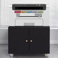 Acekool Mobile Printer Cabinet - 2-Door Storage w/ Adjustable Shelf, Under-Desk Design for Office & Small Spaces, 23.6 Black Organizer