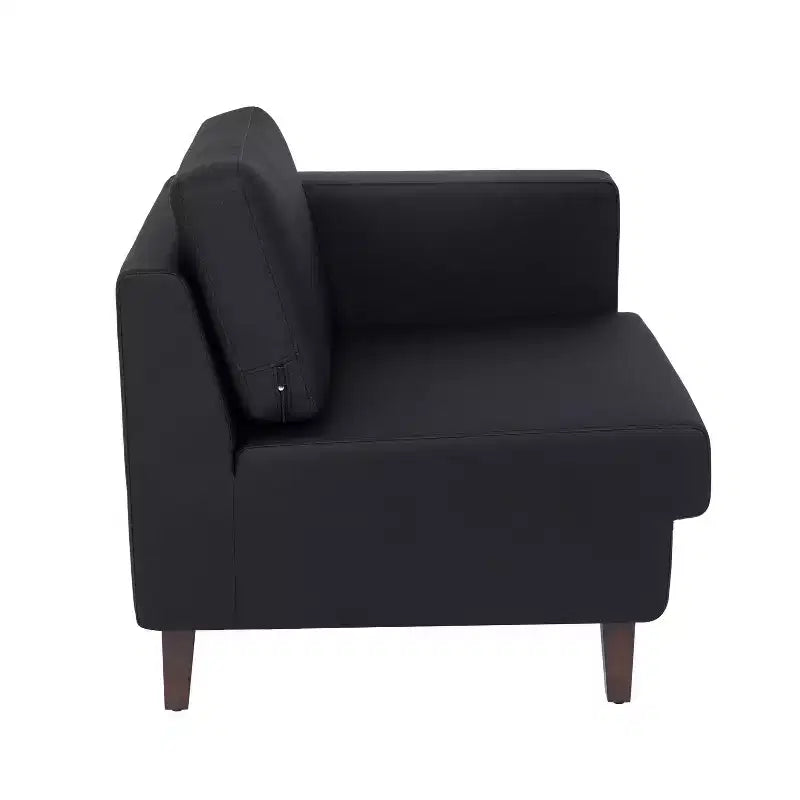Fauteuil de réception HERCULES Artemis rembourré à accoudoir droit de Flash Furniture, 2 prises CA/1 port USB/1 port USB-C et pieds en bois de noyer avec patin de sol réglable