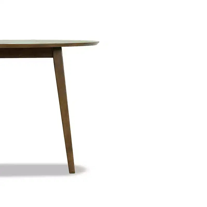 Table à manger 48 po en noyer massif de style milieu de siècle, bord biseauté sécuritaire pour enfants, 4 places, fini teinté brun