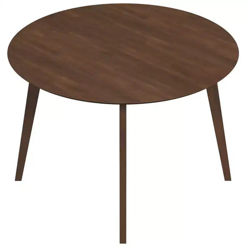 Table à manger 48 po en noyer massif de style milieu de siècle, bord biseauté sécuritaire pour enfants, 4 places, fini teinté brun