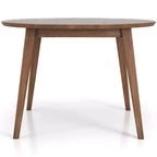 Table à manger 48 po en noyer massif de style milieu de siècle, bord biseauté sécuritaire pour enfants, 4 places, fini teinté brun