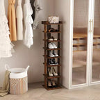 Tree City - Slim 7-Tier 45'' Vertical Wooden Shoe Rack for Entryway, Closet & Small Spaces,Holds 7-10 Pairs