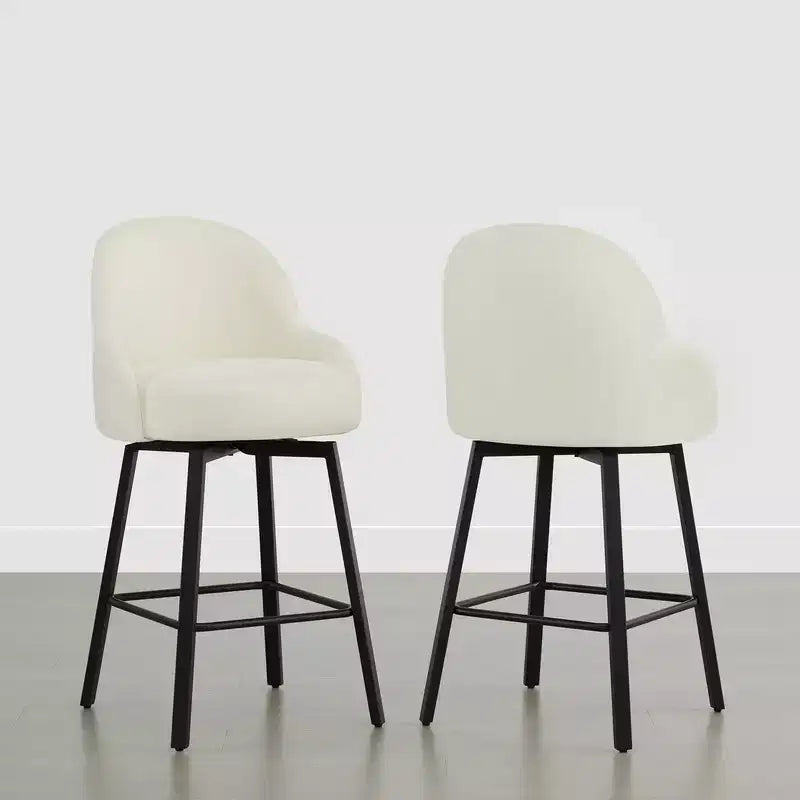 Tabouret de comptoir pivotant moderne Spruce&Spring avec dossier bas incurvé et assise rembourrée moelleuse