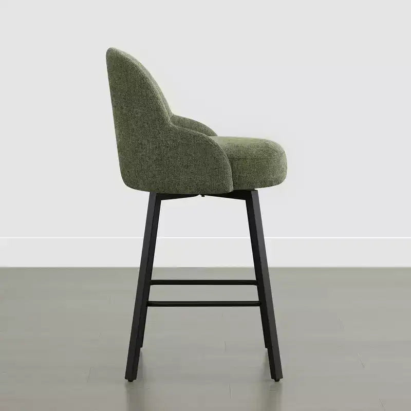 Tabouret de comptoir pivotant moderne Spruce&Spring avec dossier bas incurvé et assise rembourrée moelleuse