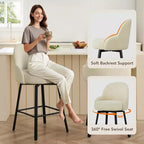 Tabouret de comptoir pivotant moderne Spruce&Spring avec dossier bas incurvé et assise rembourrée moelleuse