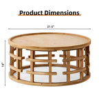 Table basse ronde rustique en bois GDFStudio Jovren 31,5 avec base à cadre ouvert