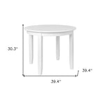 HomeRoots Table de salle à manger ronde 39 po en bois massif blanc