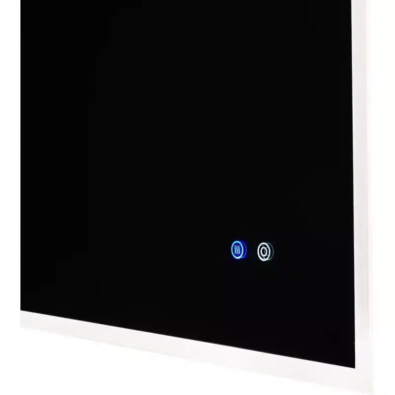 Miroir de salle de bain à LED, Miroir en verre rétroéclairé mural, Miroir lumineux intelligent à double commande (horizontal/vertical) blanc