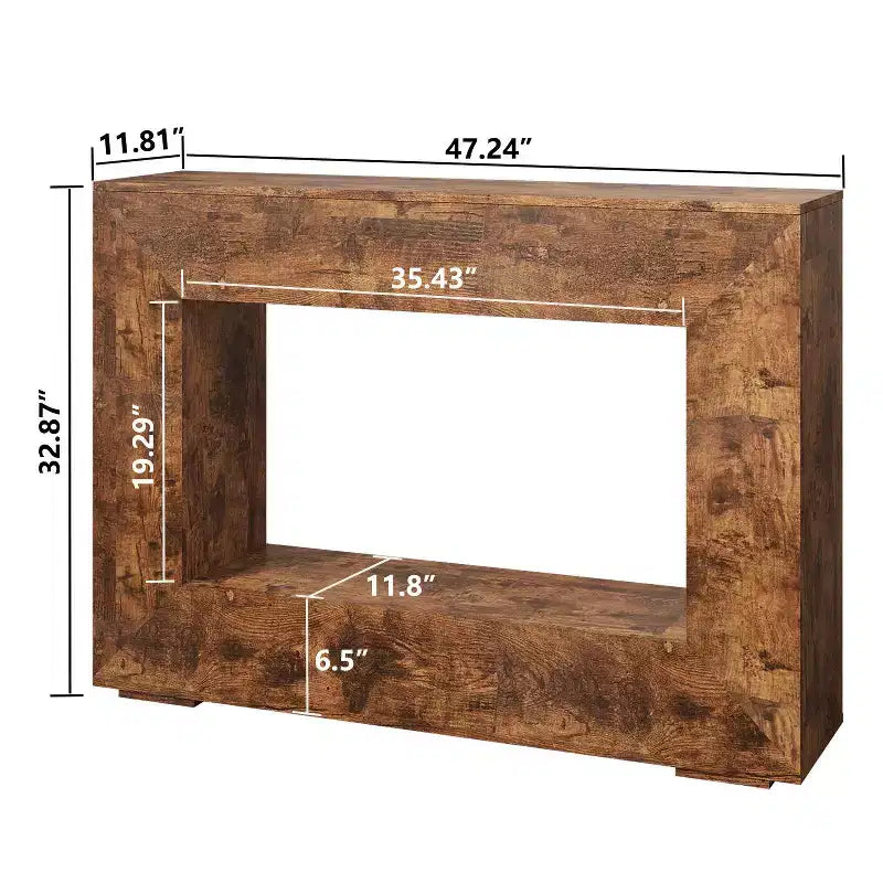 Table console Homy Casa avec étagère ouverte pour entrée ou salon, marron rustique