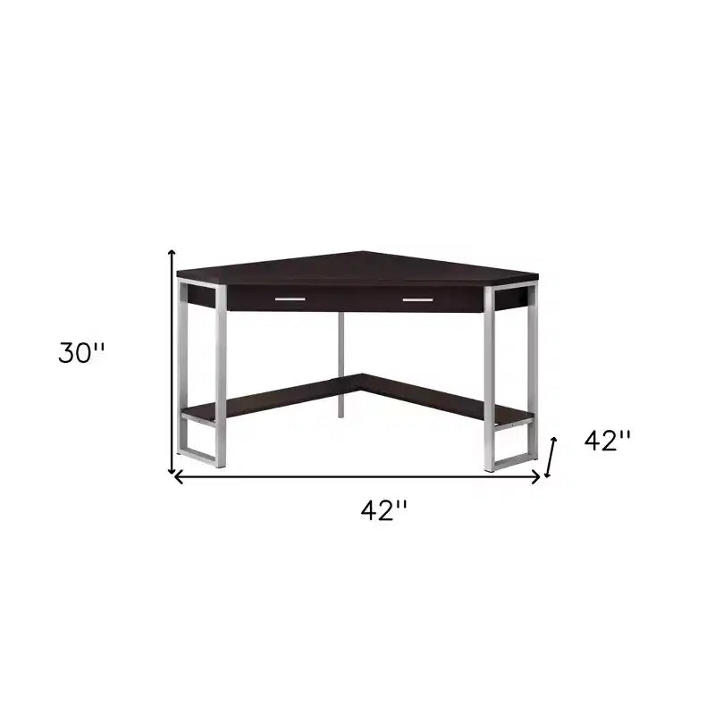 Bureau d'angle informatique taupe et argent 42