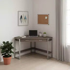 Bureau d'angle informatique taupe et argent 42