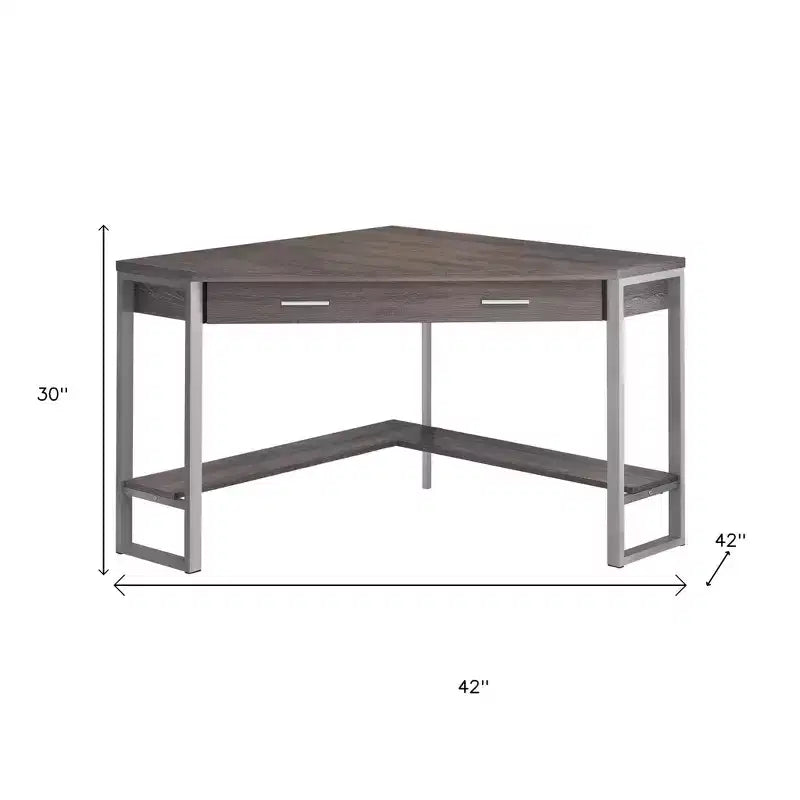 Bureau d'angle informatique taupe et argent 42
