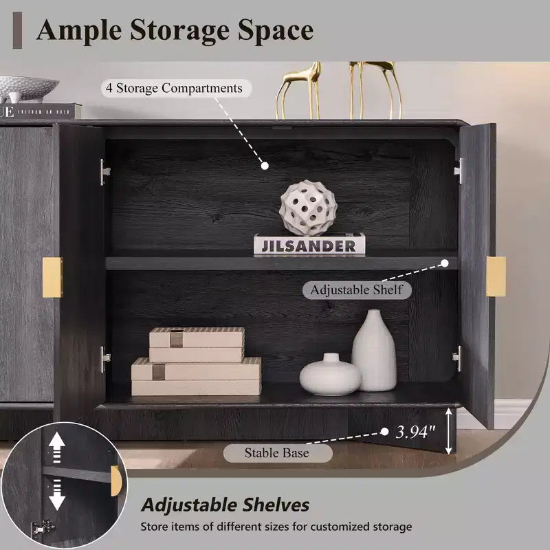 Meuble TV moderne de 70 po, centre de divertissement pour téléviseurs jusqu'à 80 po, console multimédia avec étagères réglables et grand espace de rangement