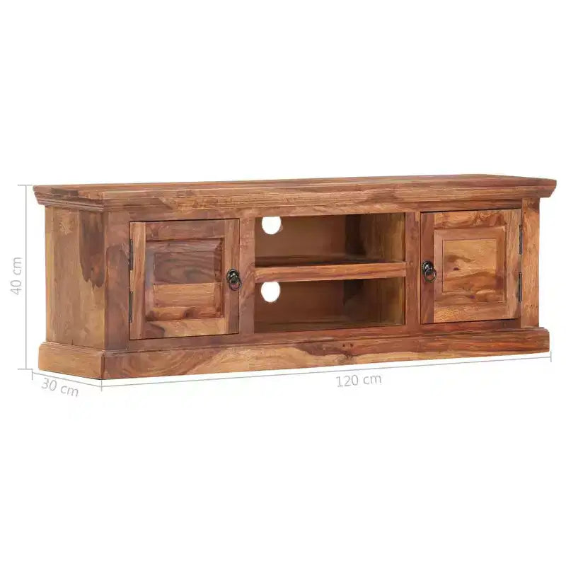 vidaXL Meuble TV marron clair en bois de Sesham massif 120 x 30 x 40 cm