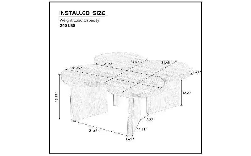 TUYOHW Table Basse Papillon Séparable, Table Centrale Moderne de 36 mm d'Épaisseur pour Salon Chambre, Table d'Appoint Papillon en MDF