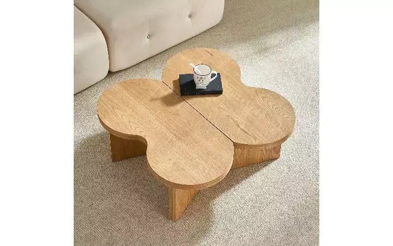 TUYOHW Butterfly-Shaped Split Coffee Table, 36mm Thick Modern Center Table for Living Room Bedroom, Butterfly MDF Side Table