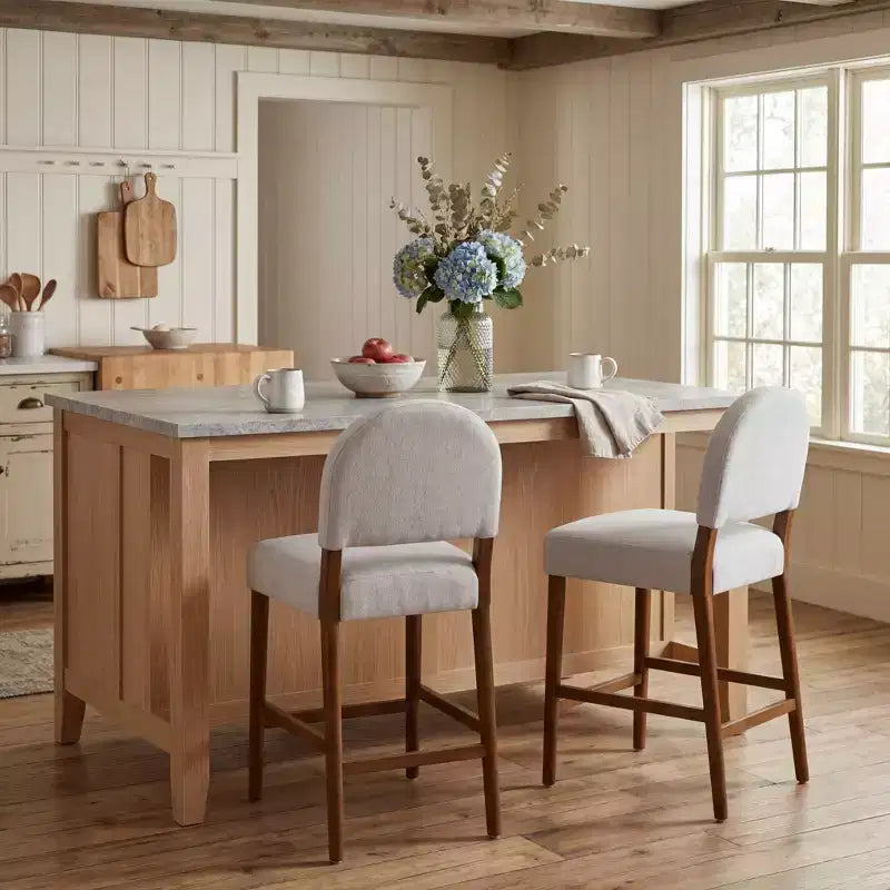 Christopher Knight Home Elisea Tabourets de comptoir rembourrés en bois d'hévéa de style transitionnel (Lot de 2)