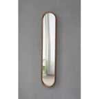 9.5 x 47.2 Inch Elongated Oval Wall Mirror with Brown Rubber Frame