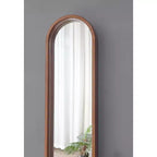 Miroir mural ovale allongé de 9,5 x 47,2 pouces avec cadre en caoutchouc marron