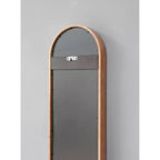 Miroir mural ovale allongé de 9,5 x 47,2 pouces avec cadre en caoutchouc marron