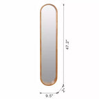Miroir mural ovale allongé de 9,5 x 47,2 pouces avec cadre en caoutchouc marron